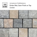 Ember Mist Quartz, SPLIT TOP SURFACE &amp;SAWN OTHER SIDES TUMBLED100X100X18-22MM