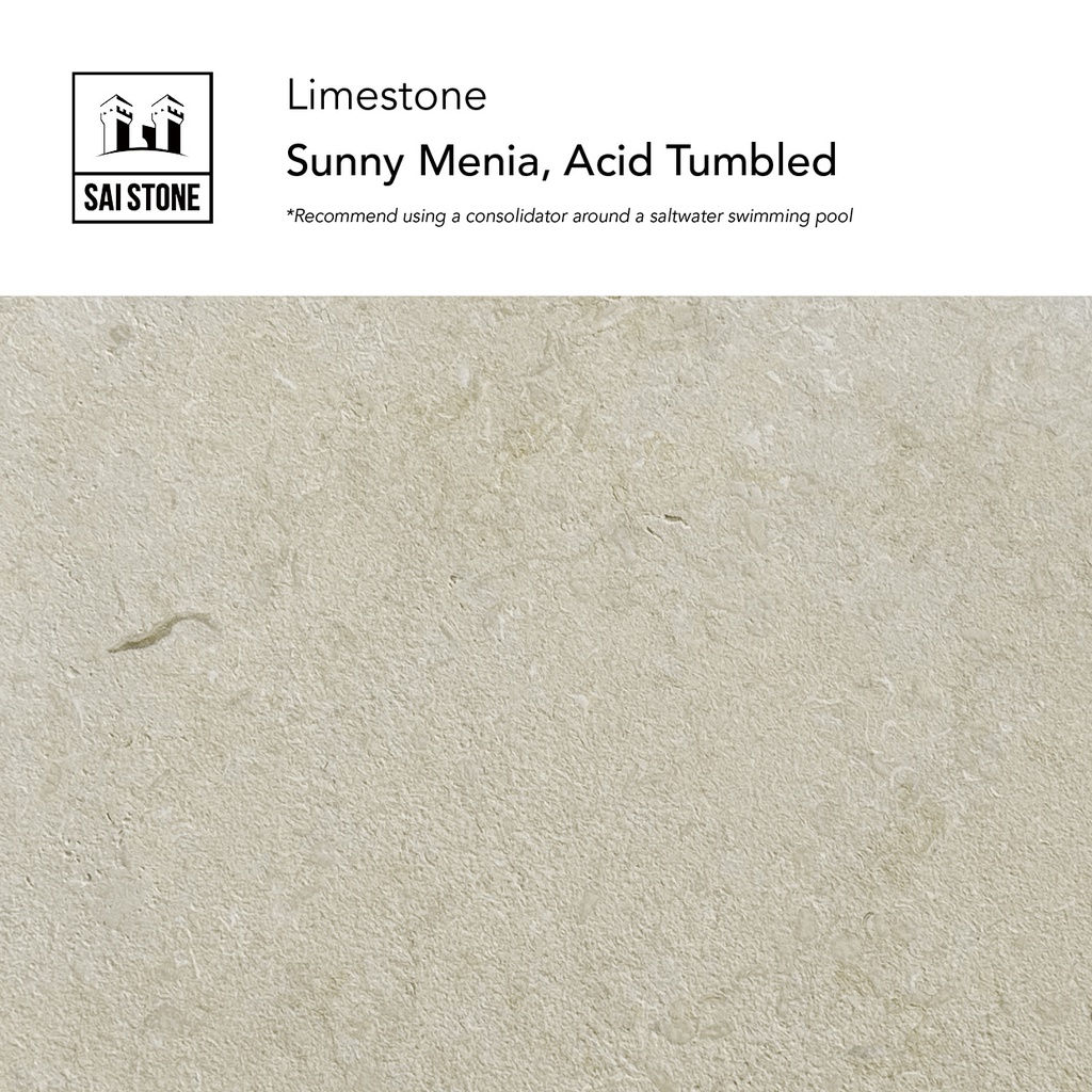 Sunny Menia Limestone Diameter 600x600 steppers 20mm Sandblasted**MUST using a consolidator around a saltwater swimming pool**